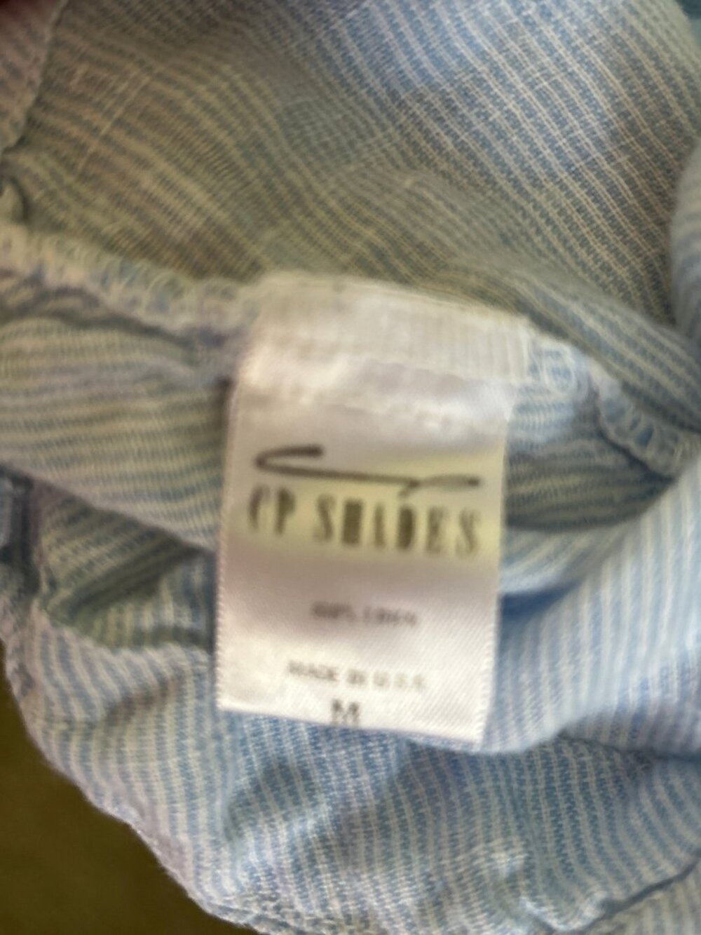 CP SHADES  ~ Blue & White Striped Linen Blouse / Top ~ M - Picture 5 of 7